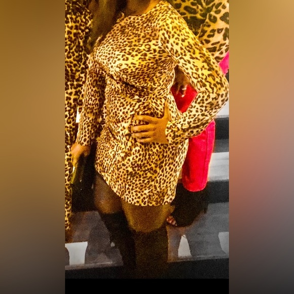 X Karla Leopard Print Long Sleeve Bow Sheath Dress - Picture 4 of 4